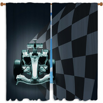 Formula 1 Car And Flag Window Curtains 1464788