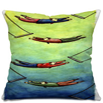 Four Businessmen In Mid-air As Circus Artists On Trapeze Pillows 5322095