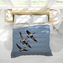 Four Canada Geese Flying In Blue Sky Bedding 62373979