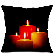 Four Christmas Candles On Black Pillows 47357280