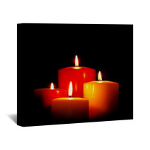 Four Christmas Candles On Black Wall Art 47357280