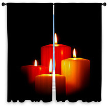 Four Christmas Candles On Black Window Curtains 47357280