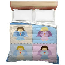 Four Little Angels On Patchwork Background Bedding 34544194