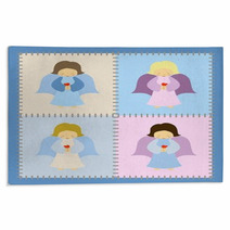 Four Little Angels On Patchwork Background Rugs 34544194
