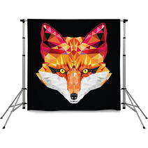 Fox Head In Geometric Pattern Vector Illustration Backdrops 64433937