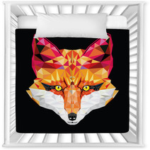 Fox Head In Geometric Pattern Vector Illustration Nursery Decor 64433937