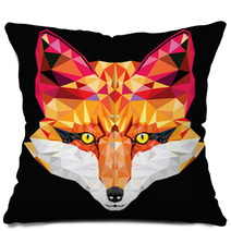 Fox Head In Geometric Pattern Vector Illustration Pillows 64433937
