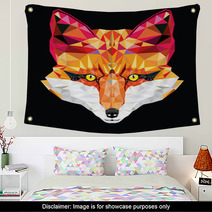 Fox Head In Geometric Pattern Vector Illustration Wall Art 64433937