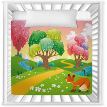 Fox In The Wood. Cartoon And Vector Scene. Isolated Objects Nursery Decor 30794773