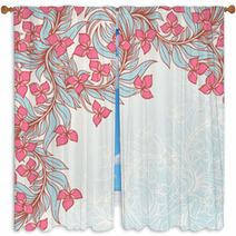 Frame With Turquoise Leafes Window Curtains 52022534