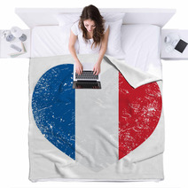 France Heart Retro Flag Blankets 53530229