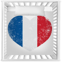 France Heart Retro Flag Nursery Decor 53530229