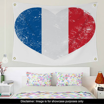 France Heart Retro Flag Wall Art 53530229