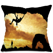 Free Climber At Sunset Pillows 54432999