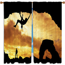 Free Climber At Sunset Window Curtains 54432999