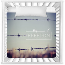 Freedom Quote Concept Barbed Wire Background Nursery Decor 81885592