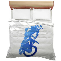 Freestyle Motocross Fmx Abstract Blue Geometric Vector Silhouette Bedding 199687182