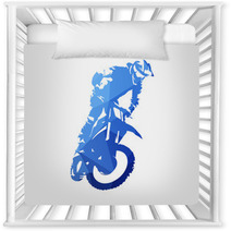 Freestyle Motocross Fmx Abstract Blue Geometric Vector Silhouette Nursery Decor 199687182