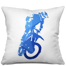 Freestyle Motocross Fmx Abstract Blue Geometric Vector Silhouette Pillows 199687182