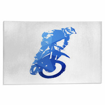 Freestyle Motocross Fmx Abstract Blue Geometric Vector Silhouette Rugs 199687182