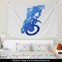Freestyle Motocross Fmx Abstract Blue Geometric Vector Silhouette Wall Art 199687182