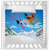 Freestyle Skiing.Mountain Skiing.Extreme Skiing.Winter Sport. Nursery Decor 63276193