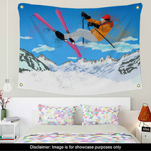 Freestyle Skiing.Mountain Skiing.Extreme Skiing.Winter Sport. Wall Art 63276193