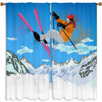 Freestyle Skiing.Mountain Skiing.Extreme Skiing.Winter Sport. Window Curtains 63276193