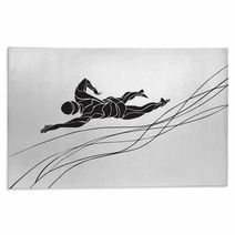 Freestyle Swimmer Silhouette Sport Swimming Rugs 99236109