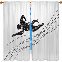 Freestyle Swimmer Silhouette Sport Swimming Window Curtains 99236109