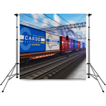 Freight Train With Cargo Containers Backdrops 48207639