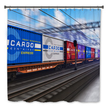 Freight Train With Cargo Containers Bath Decor 48207639