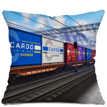 Freight Train With Cargo Containers Pillows 48207639