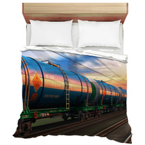 Freight Train With Petroleum Tankcars Bedding 66485744