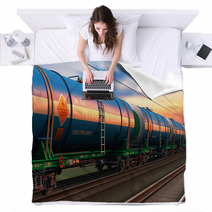 Freight Train With Petroleum Tankcars Blankets 66485744