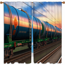 Freight Train With Petroleum Tankcars Window Curtains 66485744