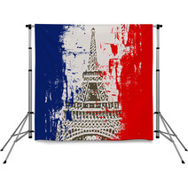 French Flag With Eiffel Tower Illustration Backdrops 30196324