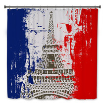French Flag With Eiffel Tower Illustration Bath Decor 30196324