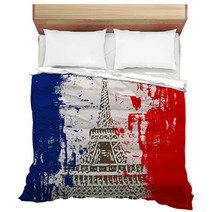 French Flag With Eiffel Tower Illustration Bedding 30196324
