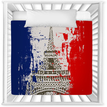 French Flag With Eiffel Tower Illustration Nursery Decor 30196324