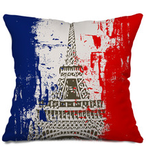 French Flag With Eiffel Tower Illustration Pillows 30196324