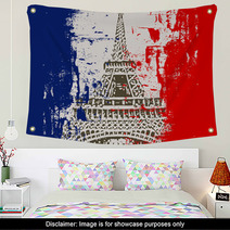 French Flag With Eiffel Tower Illustration Wall Art 30196324