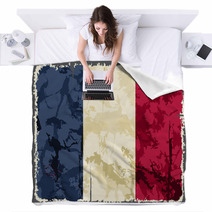 French Grunge Flag Vector Illustration Blankets 67478563