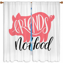 Friends Not Food Window Curtains 174236867