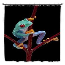 Frog Looking Around Red Vine Bath Decor 37940659