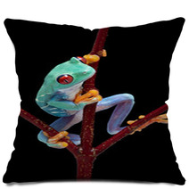 Frog Looking Around Red Vine Pillows 37940659