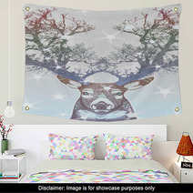 Frozen Tree Horn Deer Wall Art 46554089
