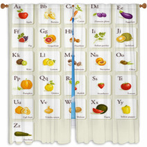 Fruits And Vegetables  Alphabet Cards , Illustration Window Curtains 29293307