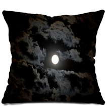Full Moon And Clouds On Night Sky Pillows 14709464