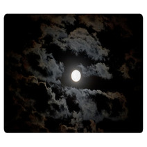 Full Moon And Clouds On Night Sky Rugs 14709464